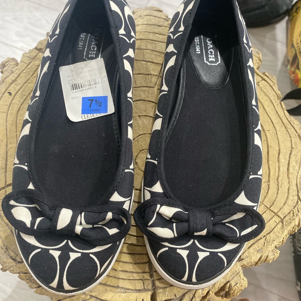 New Black Coach Flats